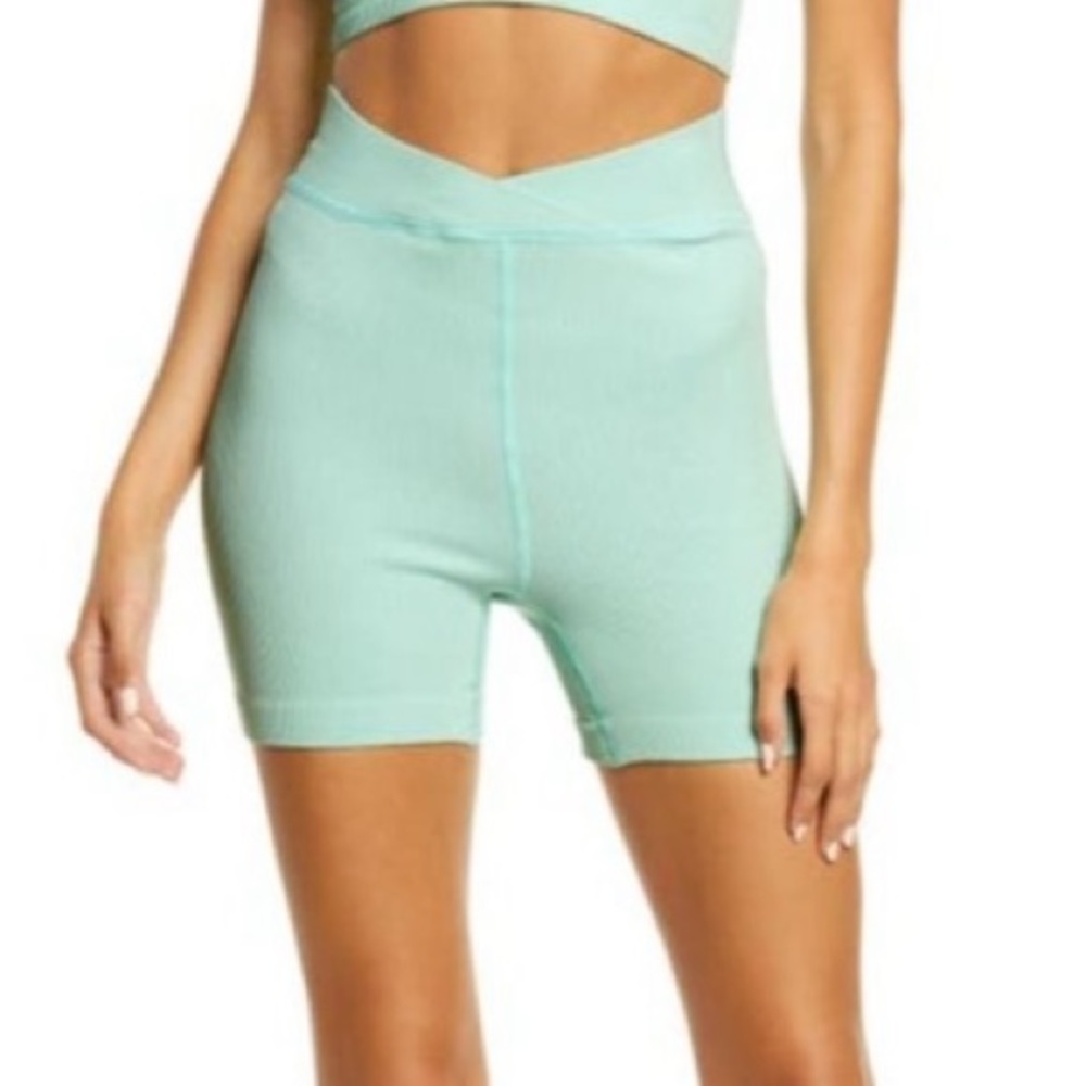 FP Movement By Free People Free Throw Shorts in Turquoise Mint Ribbed